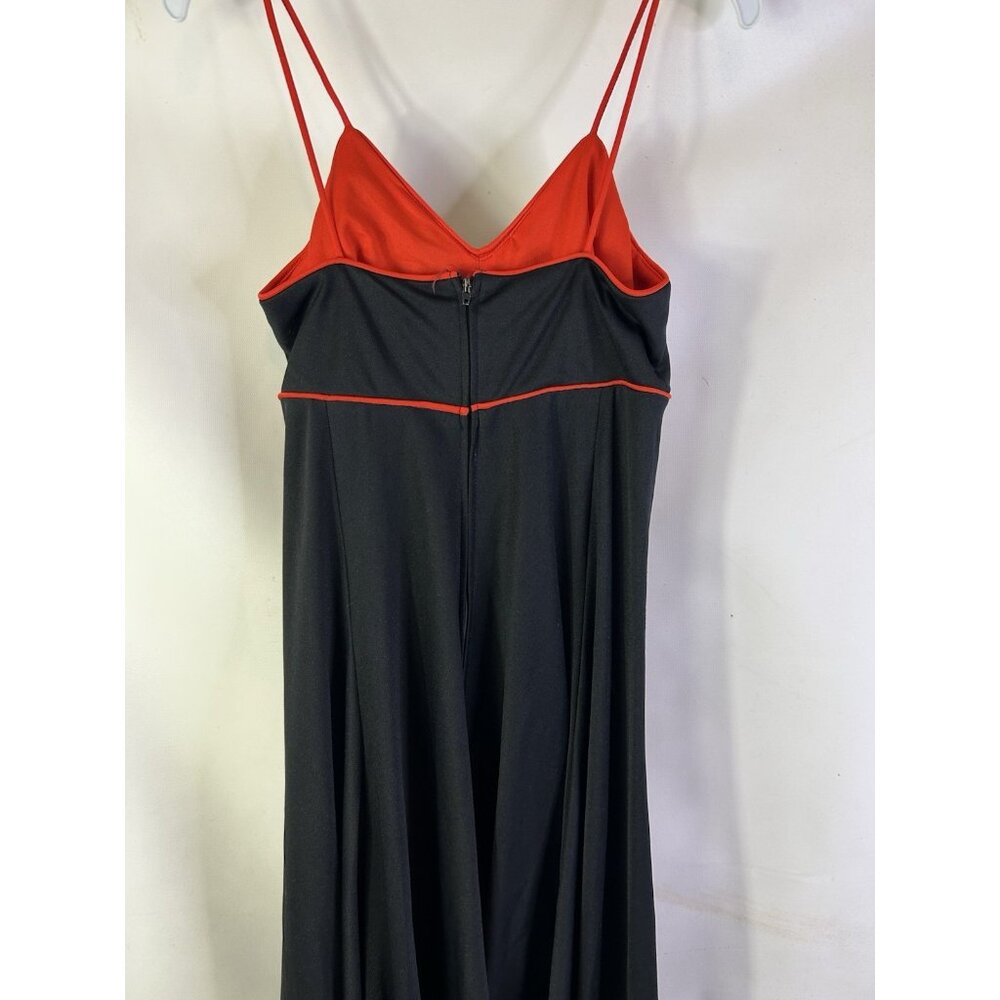 Vintage 70s Whimsigoth Vamp Bias Slip Dress Black Red USA Medium - Picture 7 of 8